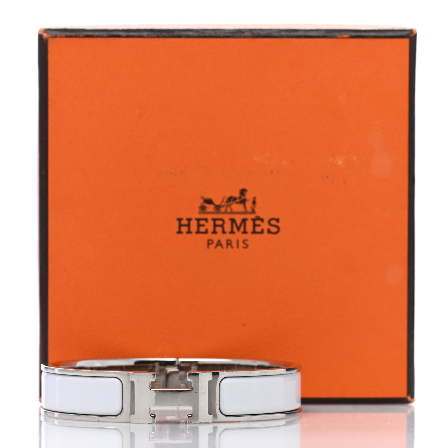 Enamel Narrow Clic Clac H Bracelet PM White