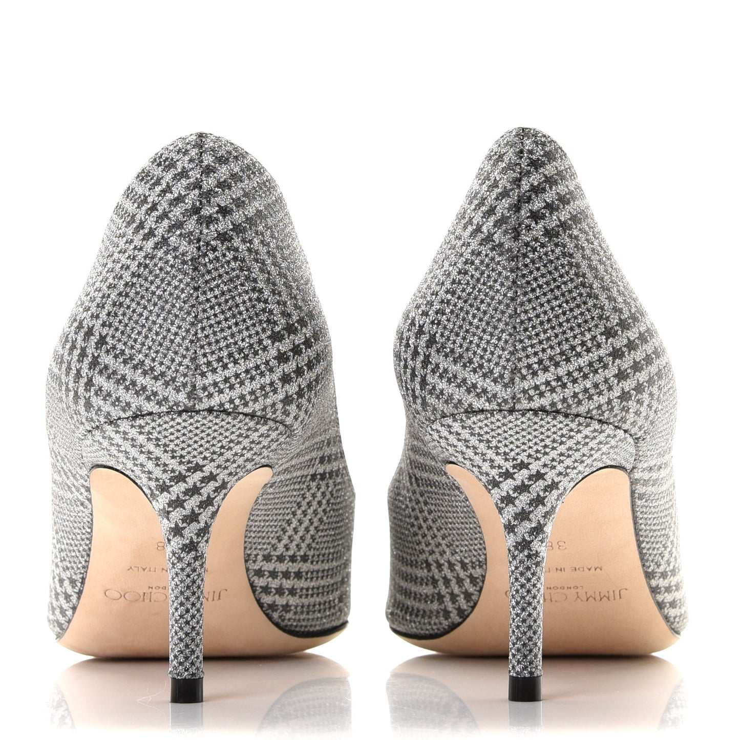 Metallic Fabric Plaid Love Prince Of Stars 85 Pump 38 Silver