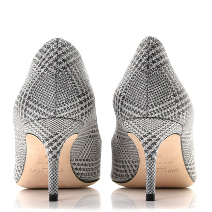 Jimmy Choo Metallic Fabric Plaid Love Prince Of Stars 85 Pump 38 Silver 5 of 11