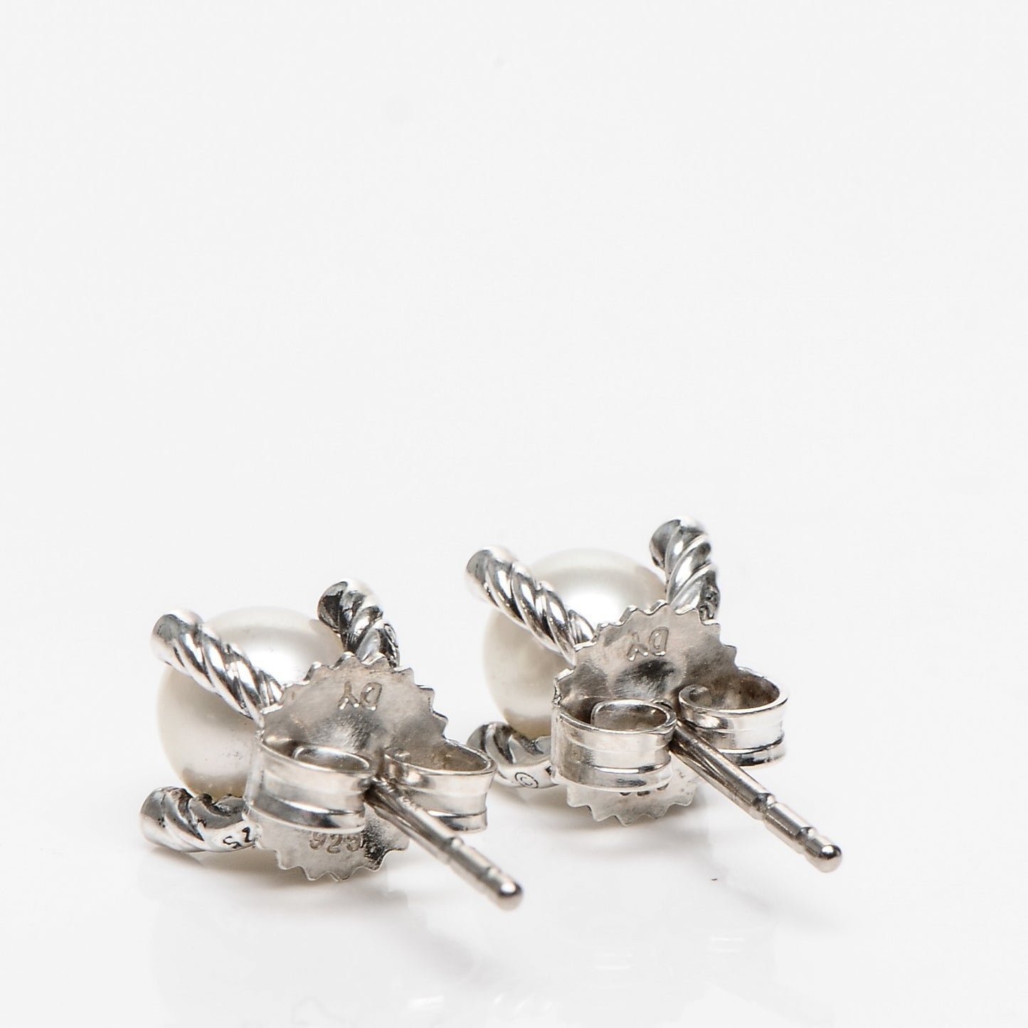 Sterling Silver Diamond Pearl 7mm Earrings