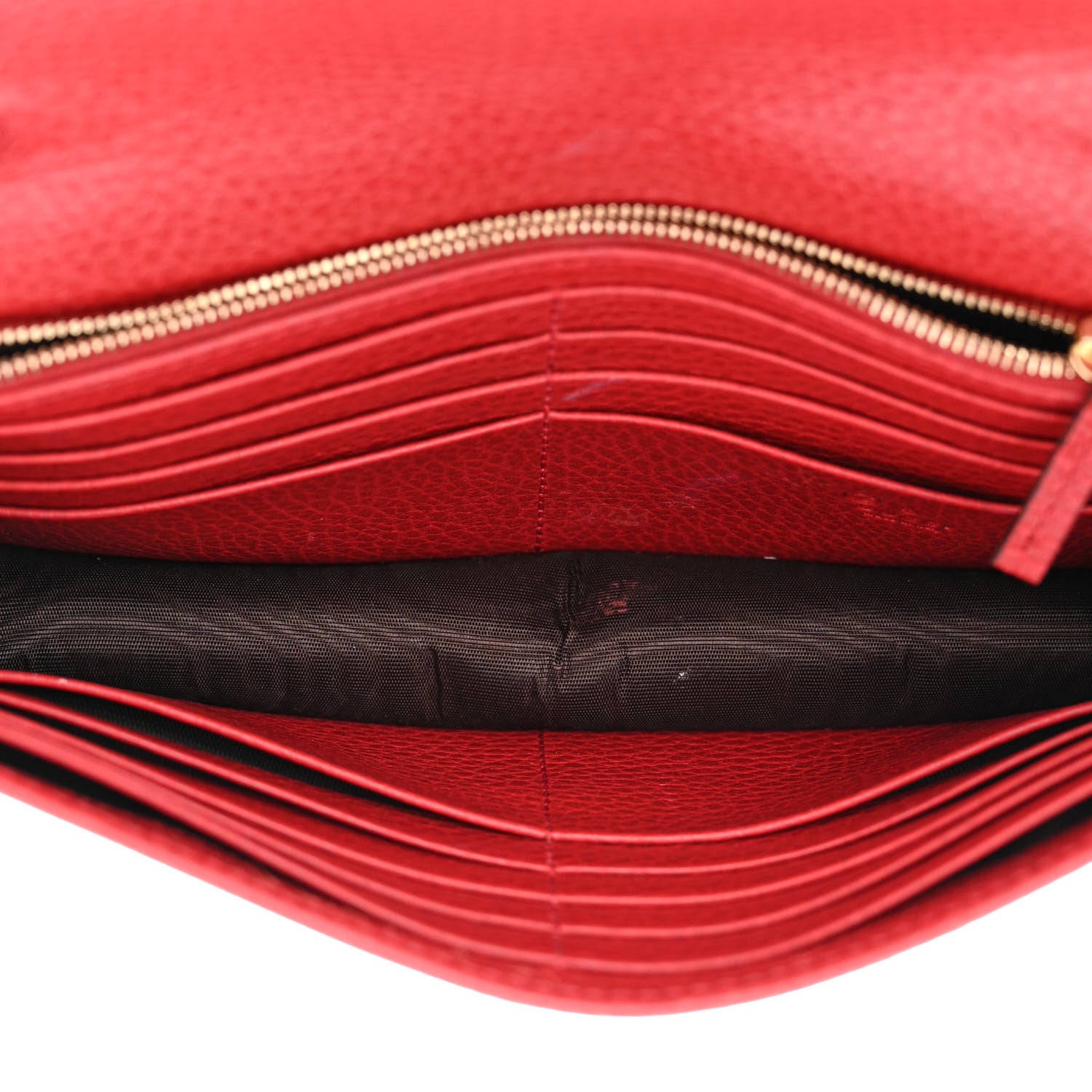Gucci Dollar Calfskin Interlocking G Chain Wallet Red 5 of 12