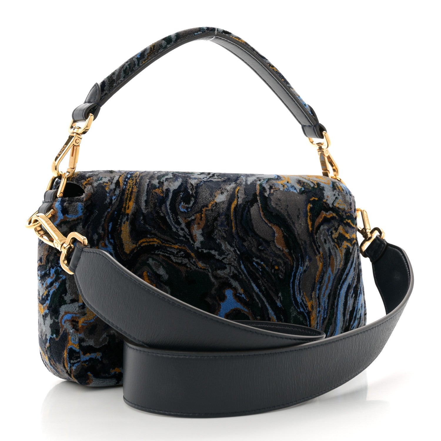 Fendi Velvet Tappetino Marble Baguette Bleu Multicolor 3 of 10