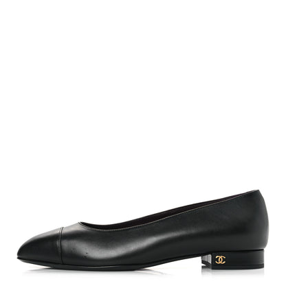 Chanel Lambskin Cap Toe Ballerina Flats 40.5 Black 1 of 11