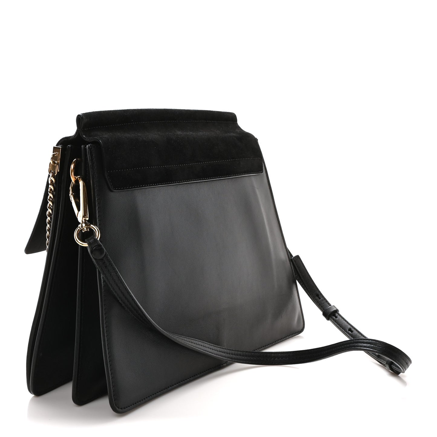Suede Calfskin Medium Faye Shoulder Bag Black