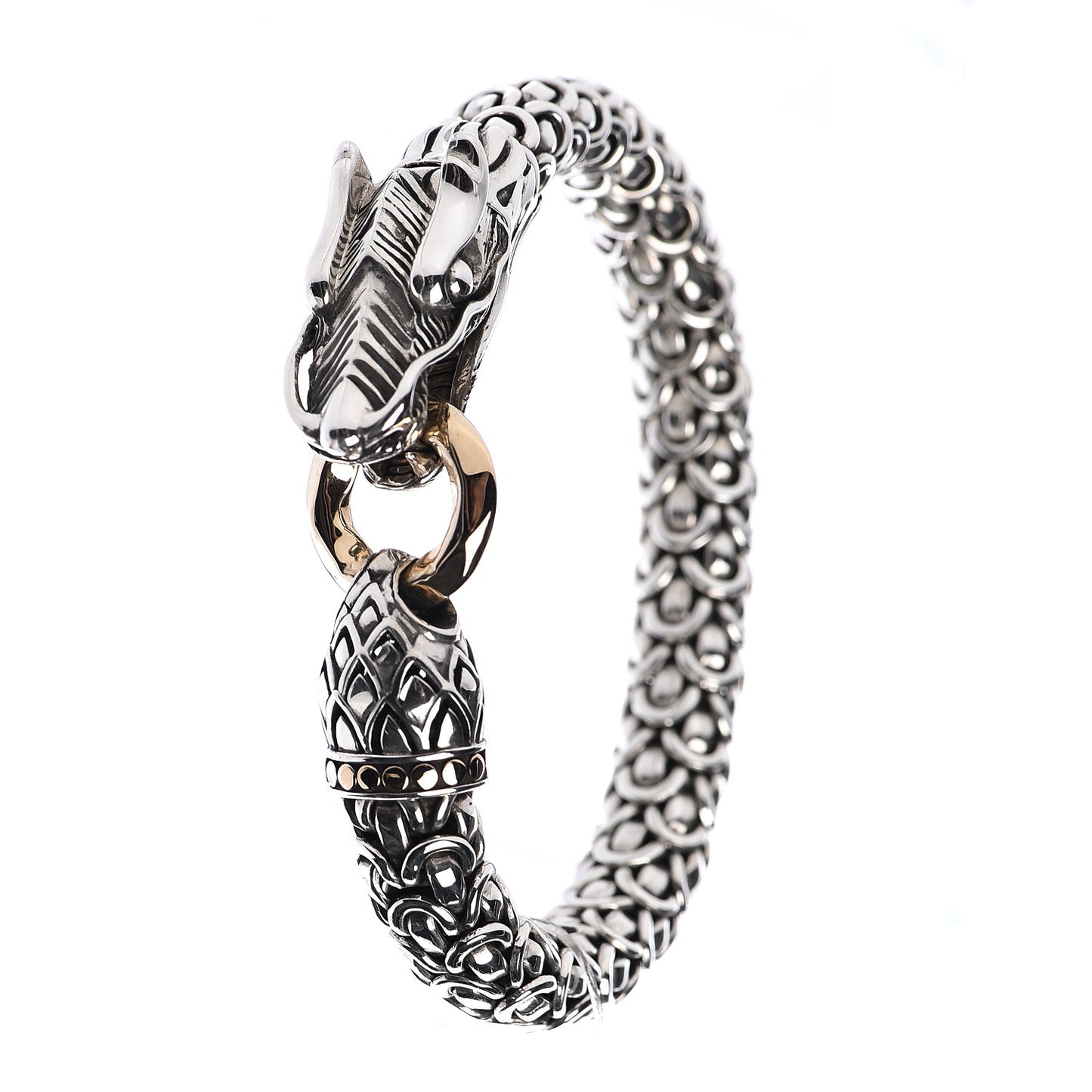 Sterling Silver 18K Yellow Gold 10mm Naga Station Bracelet