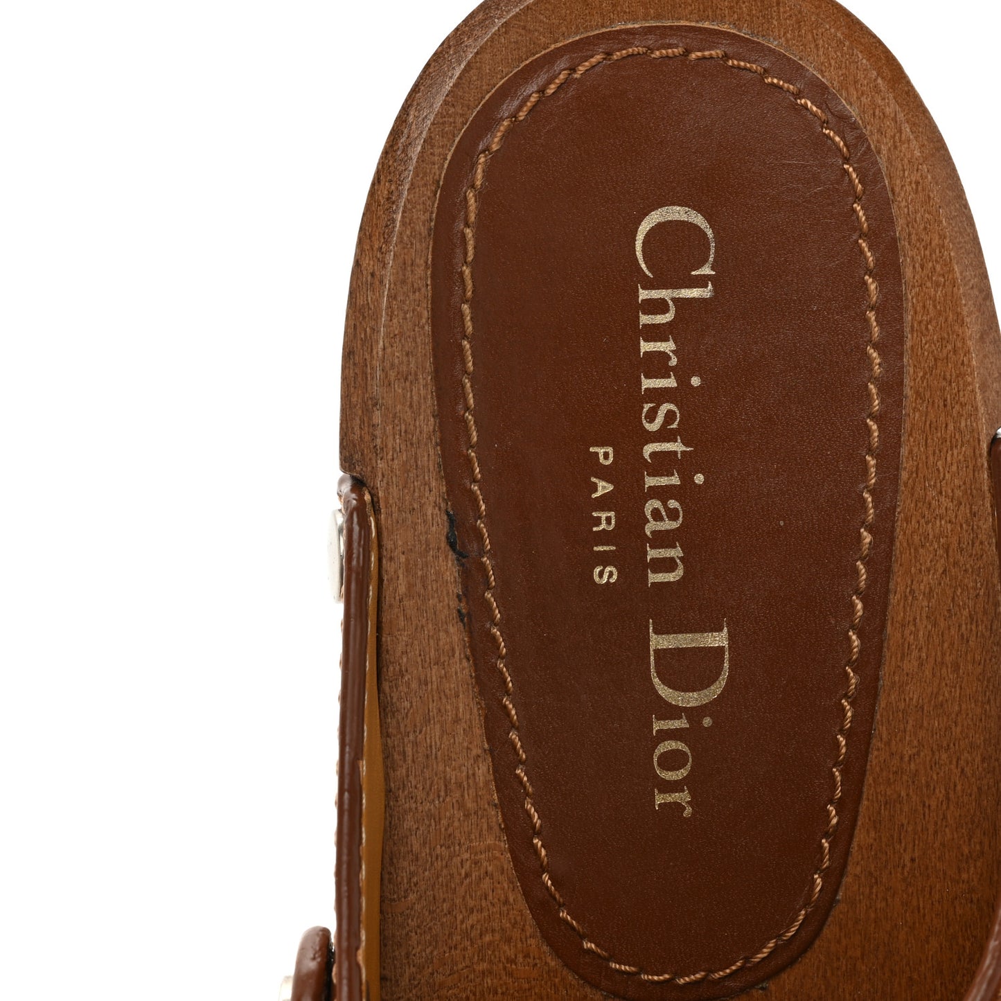 Calfskin Diorquake 20mm Slingback Clogs 38.5 Camel