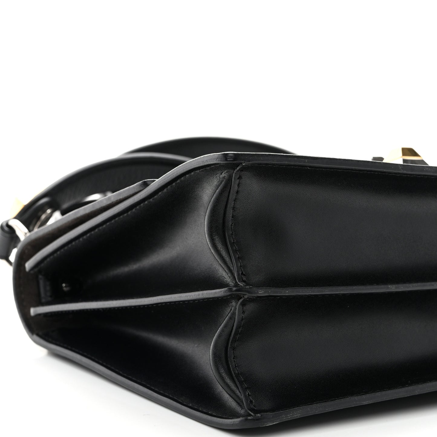 Vitello Liberty Lucido Metal Monster Eyes Studded Kan I Shoulder Bag Black