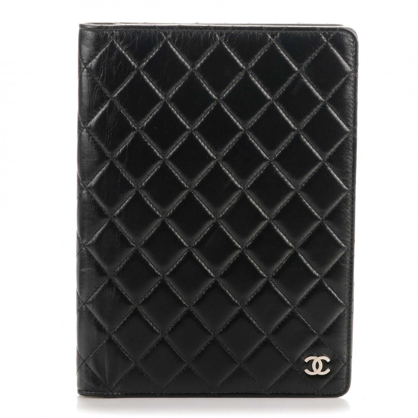 Lambskin Quilted Large Agenda Cover Black