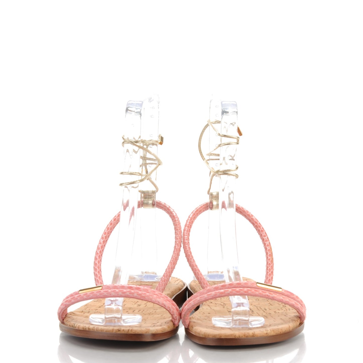 Lizard Anklewrap Sandals 41 Pink