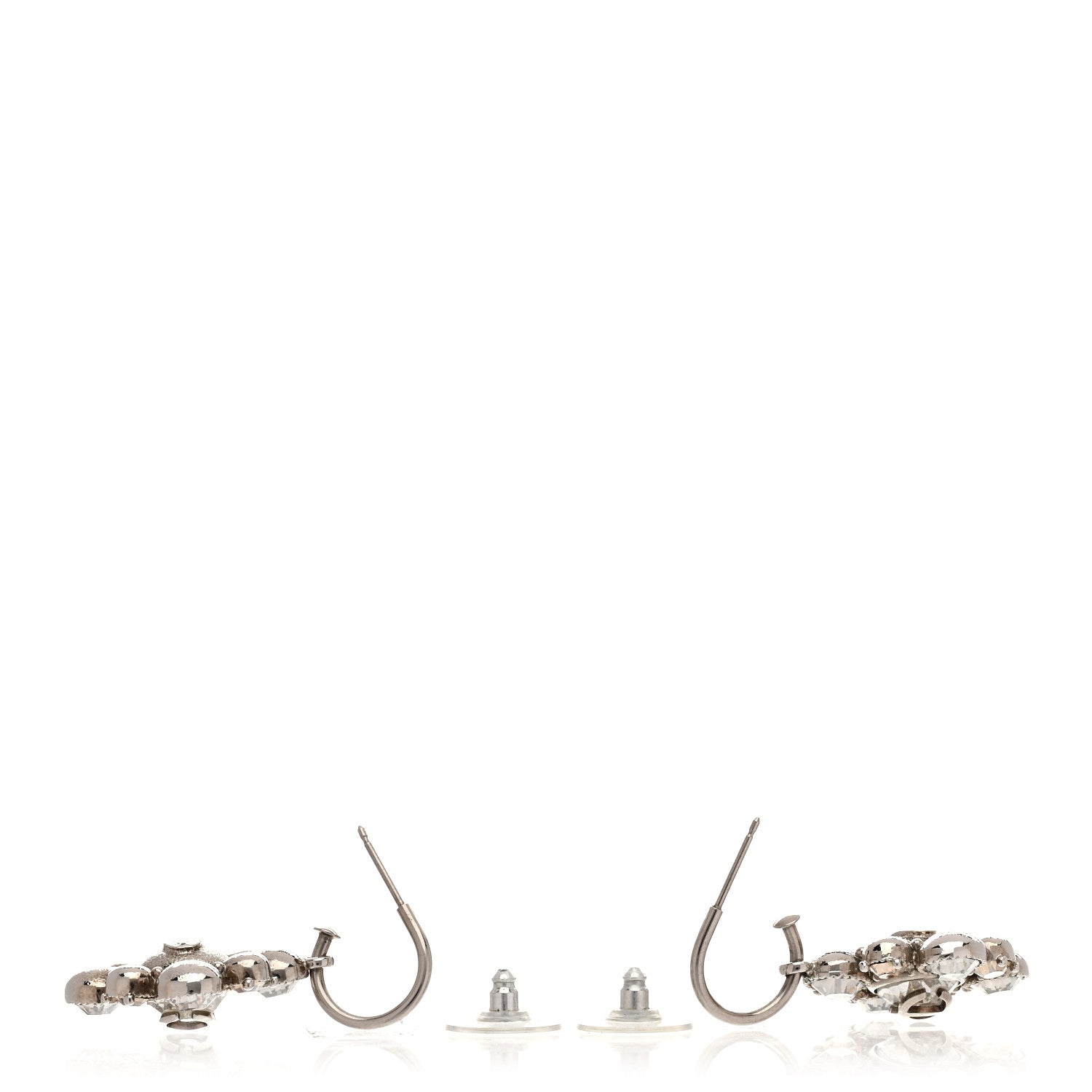 Chanel Crystal CC Dangle Earrings Silver 3 of 5
