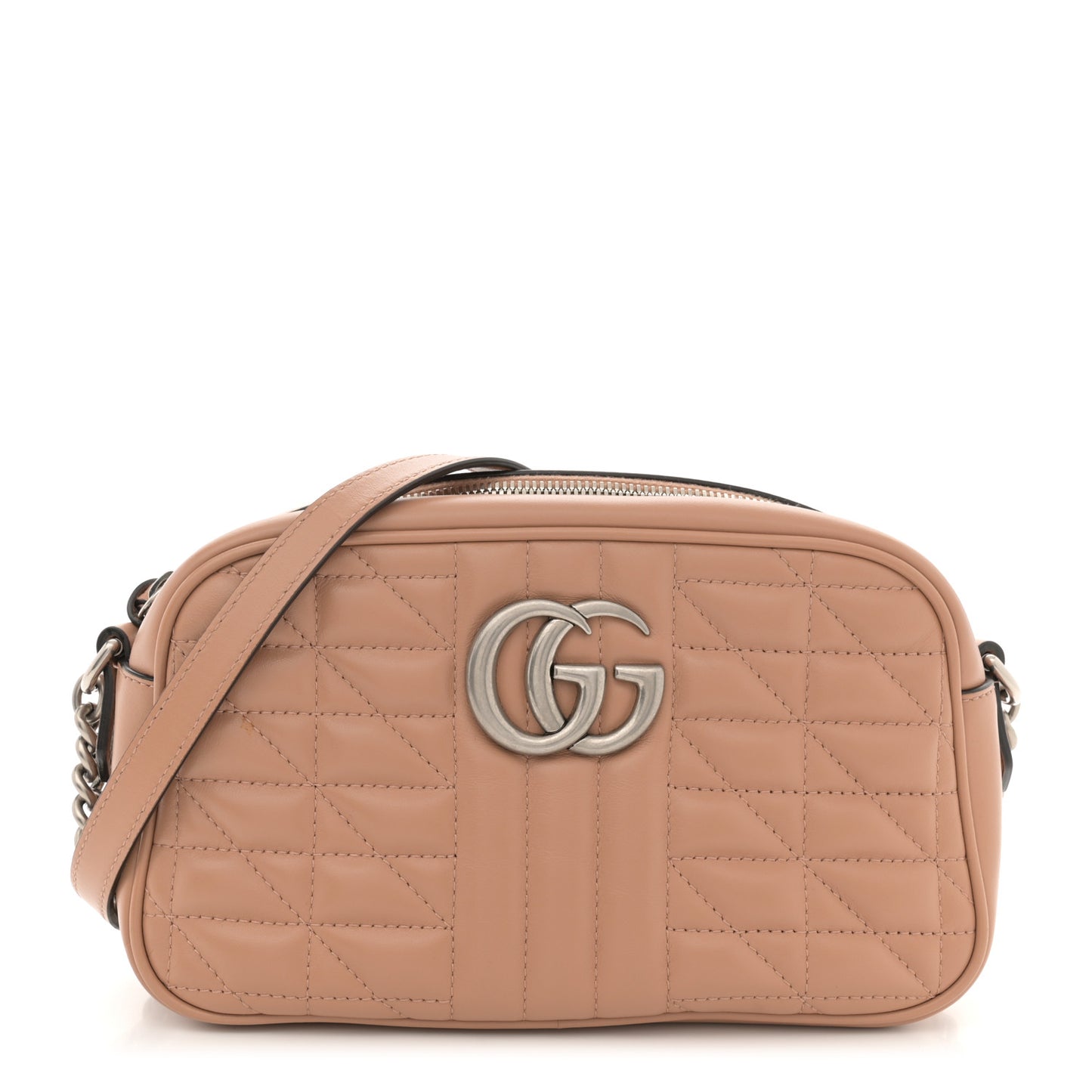 Calfskin Matelasse Aria Small GG Marmont Chain Shoulder Bag Camelia