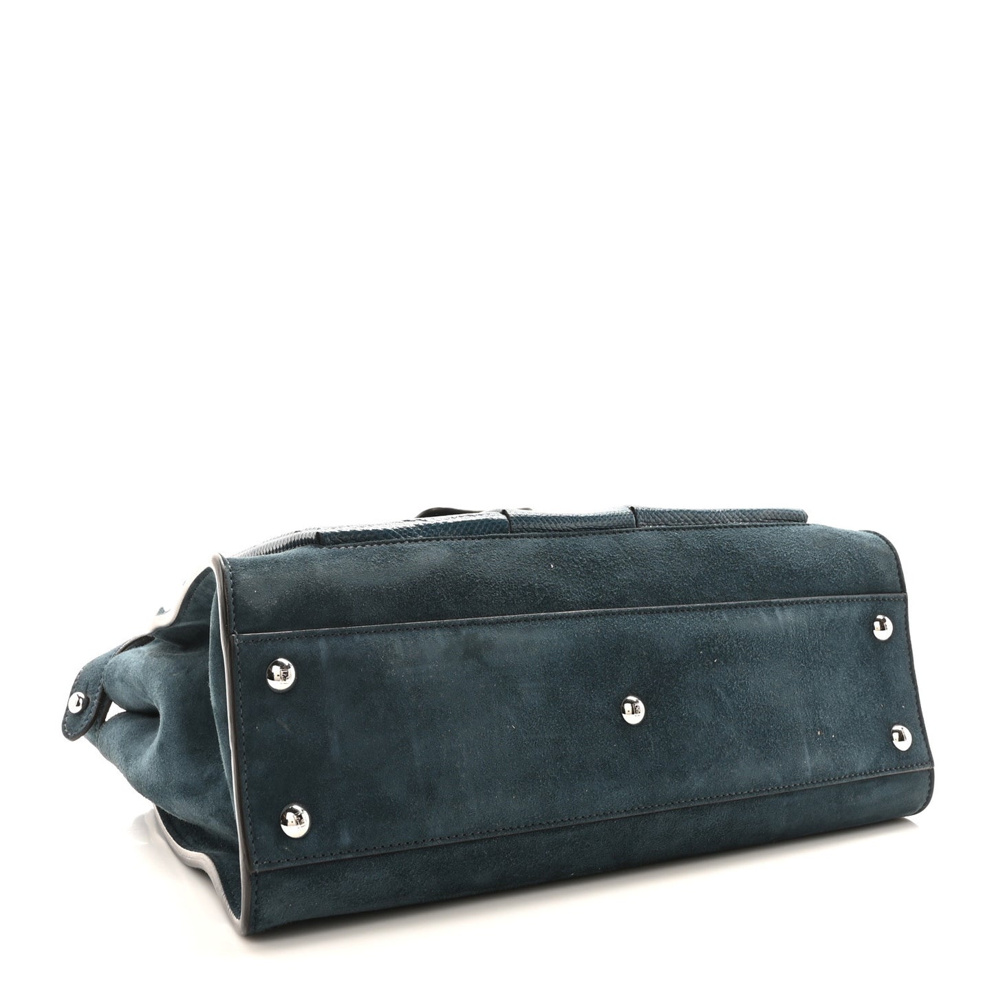 Chamois Karung Shiny Nappa Medium 3 Pocket Peekaboo Iconic Satchel Cobalto Petrolio