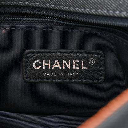 Chanel Denim Pleated Denim Turtle Flap Dark Blue 6 of 11
