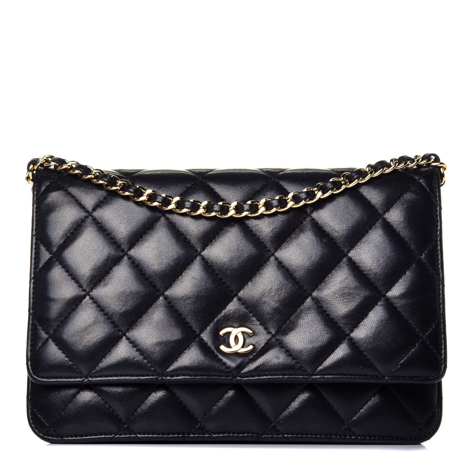 Chanel Lambskin Quilted Wallet On Chain WOC Black 1 of 9