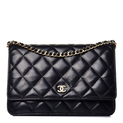 Chanel Lambskin Quilted Wallet On Chain WOC Black 1 of 9