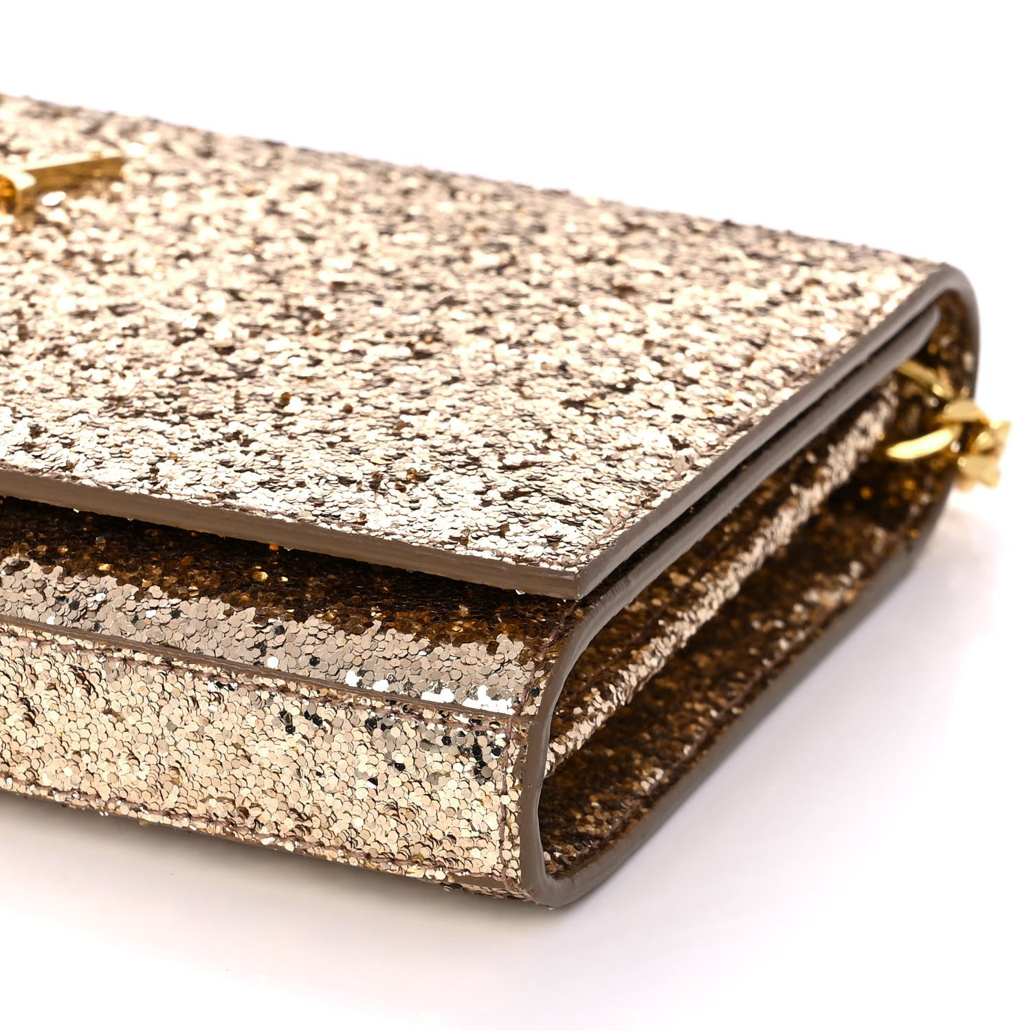 Saint Laurent Glitter Galactica Monogram Chain Wallet Platino 7 of 8