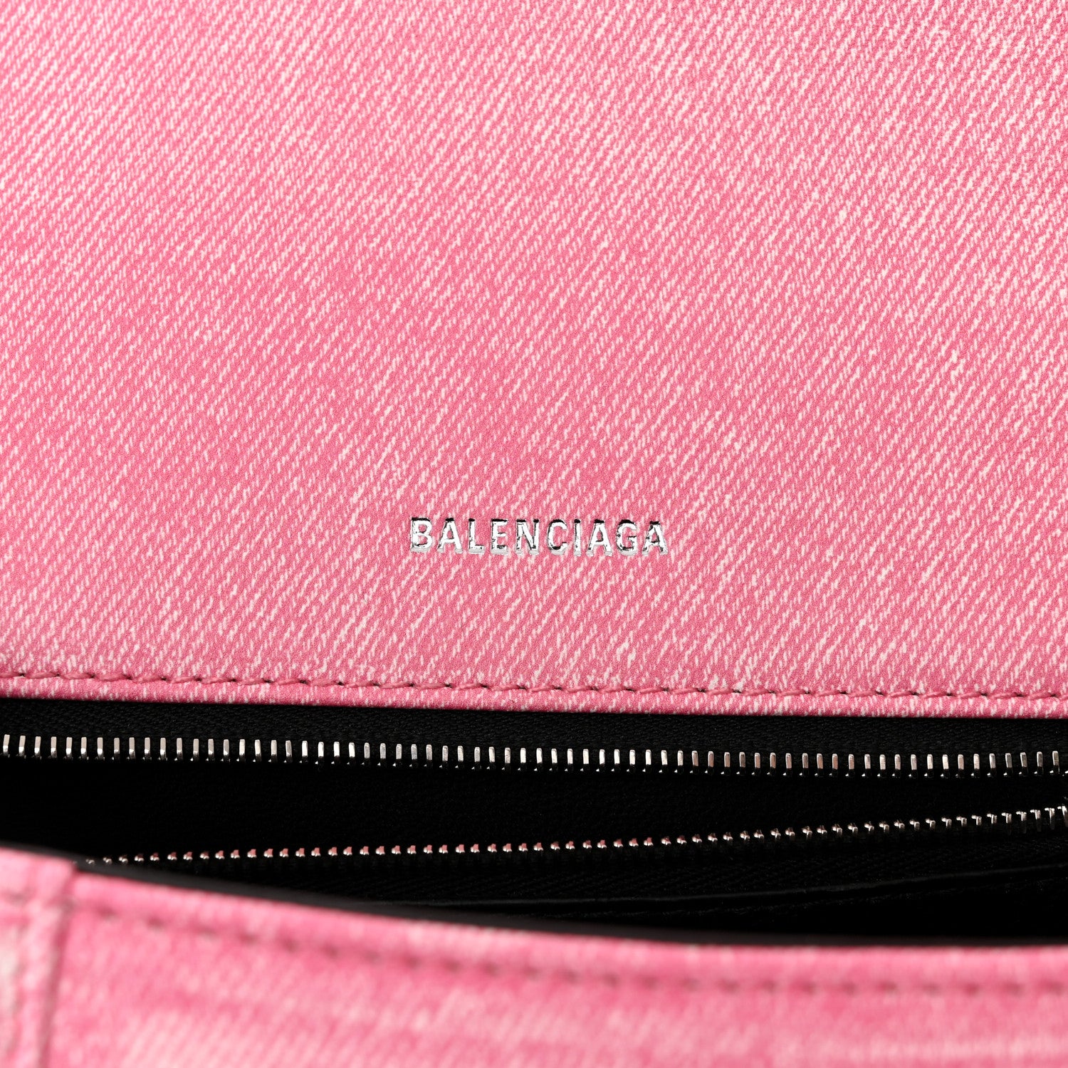 Balenciaga Nappa Denim Printed Small Hourglass Top Handle Bag Denim Pink 6 of 11