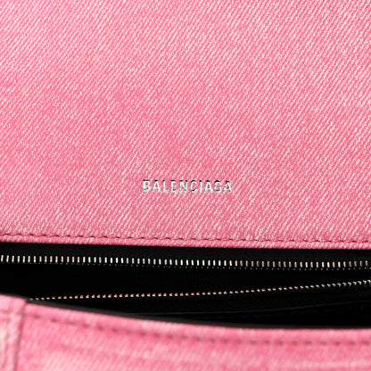 Balenciaga Nappa Denim Printed Small Hourglass Top Handle Bag Denim Pink 6 of 11