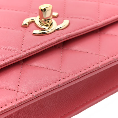 Chanel Lambskin Quilted Trendy CC Wallet On Chain WOC Bright Pink 18 of 18