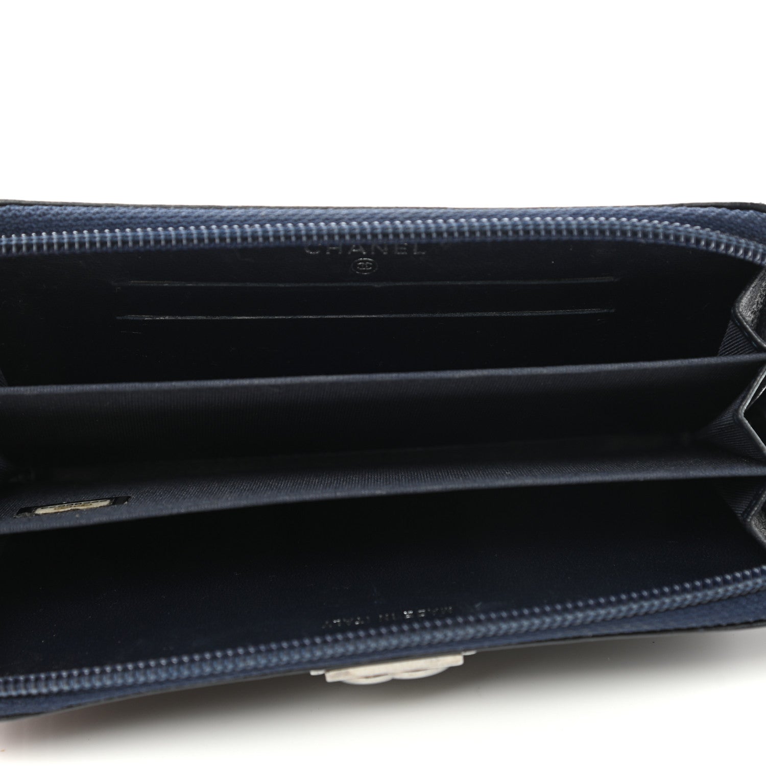 Chanel Lambskin Quilted Small Boy Zip Around Wallet Navy 5 of 8
