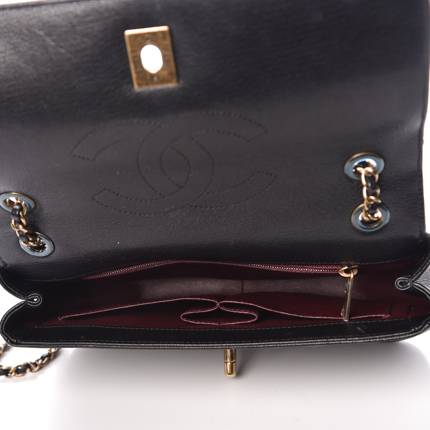 Chanel Shiny Goatskin Diagonal Quilted Small Flap Black 5 of 13