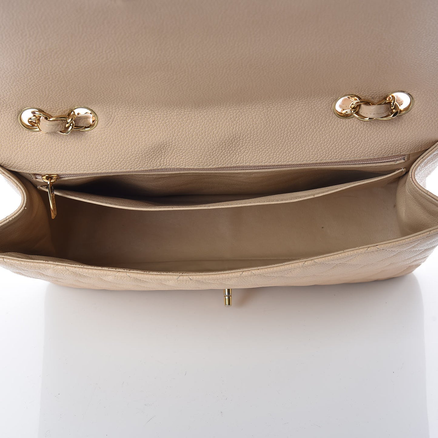 Caviar Quilted Jumbo Single Flap Beige Clair