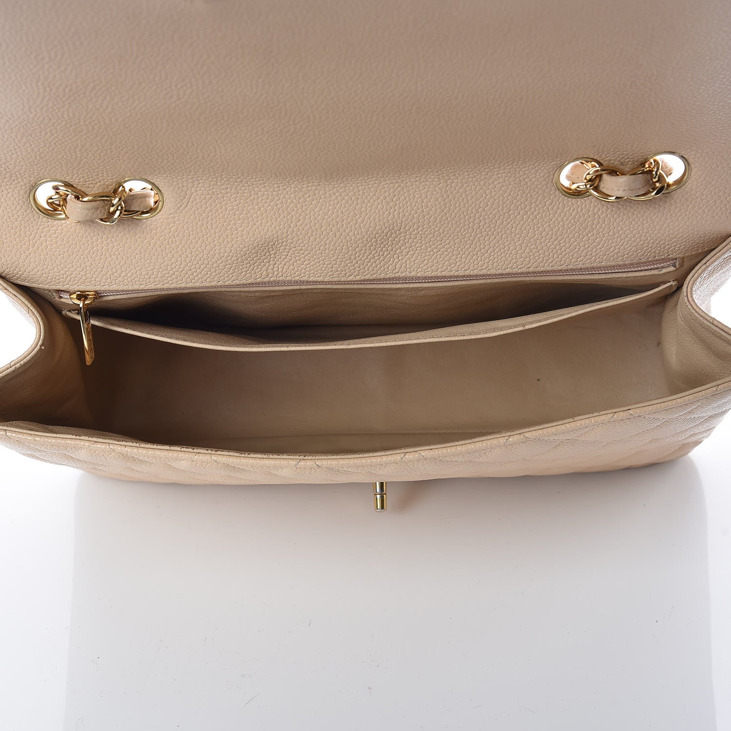 Chanel Caviar Quilted Jumbo Single Flap Beige Clair 8 of 14