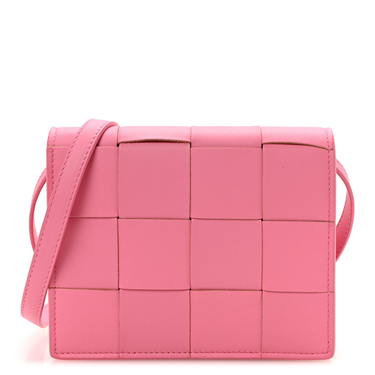 Bottega Veneta Lambskin Maxi Intrecciato Mini Cassette Crossbody Bag Pink 7 of 9