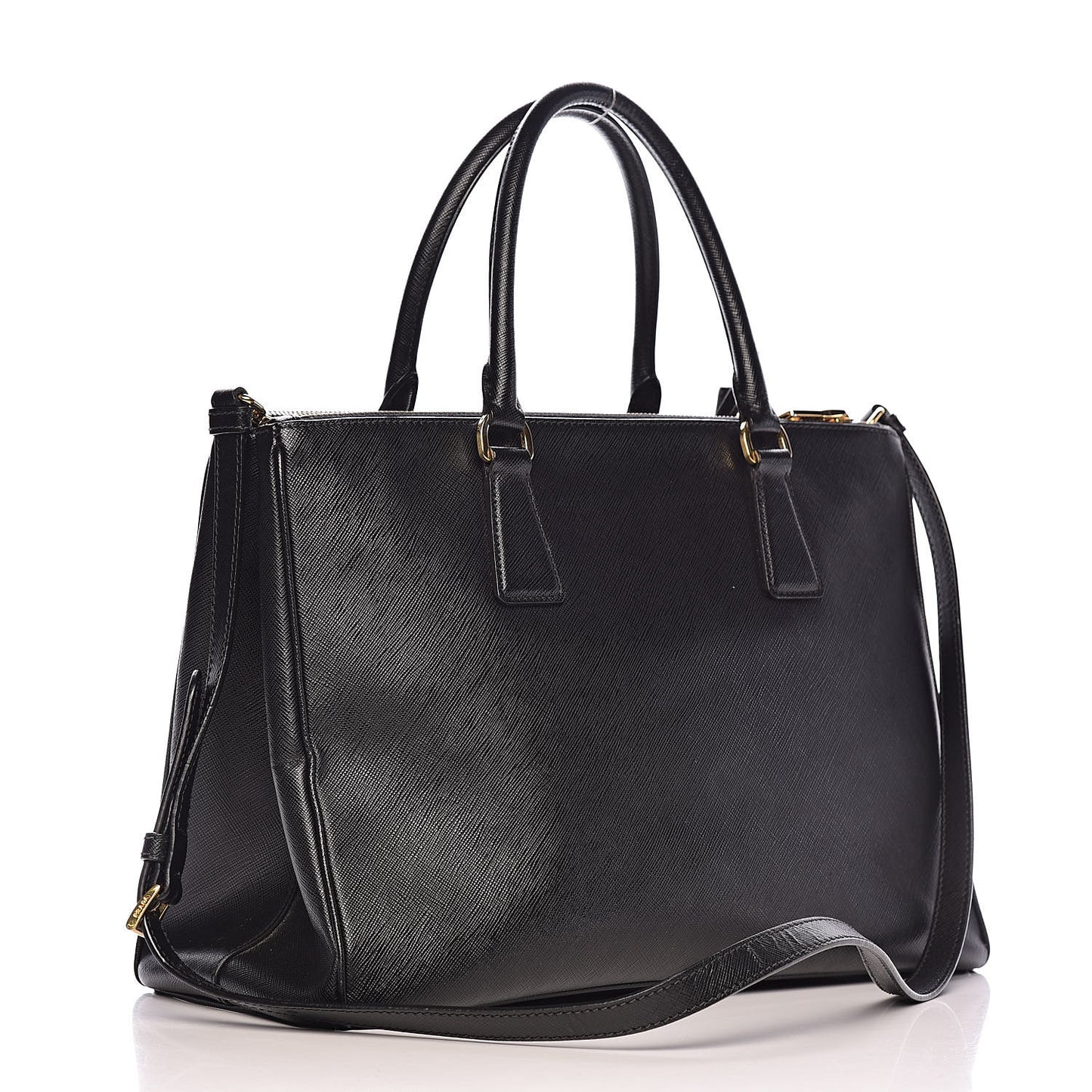 Saffiano Medium Galleria Double Zip Tote Black