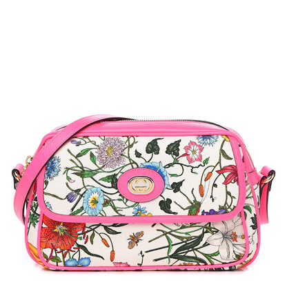 Gucci Canvas Flora Floral Shoulder Bag White Fuchsia Fluo 1 of 8