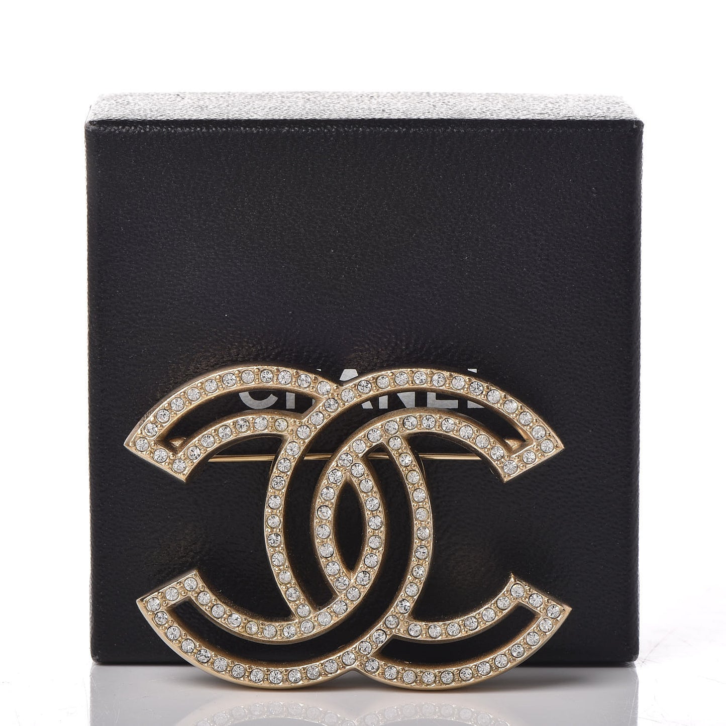 Crystal CC Brooch Gold