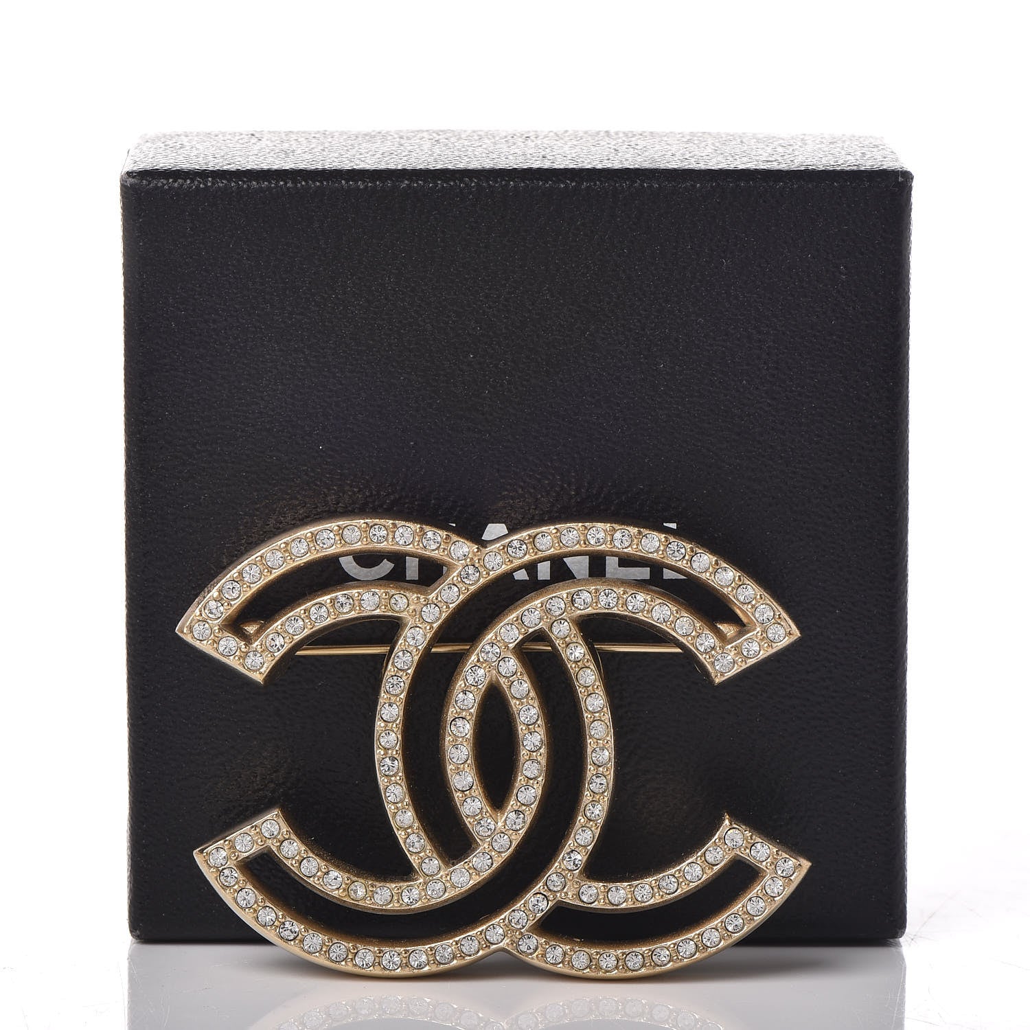 Chanel Crystal CC Brooch Gold 5 of 5