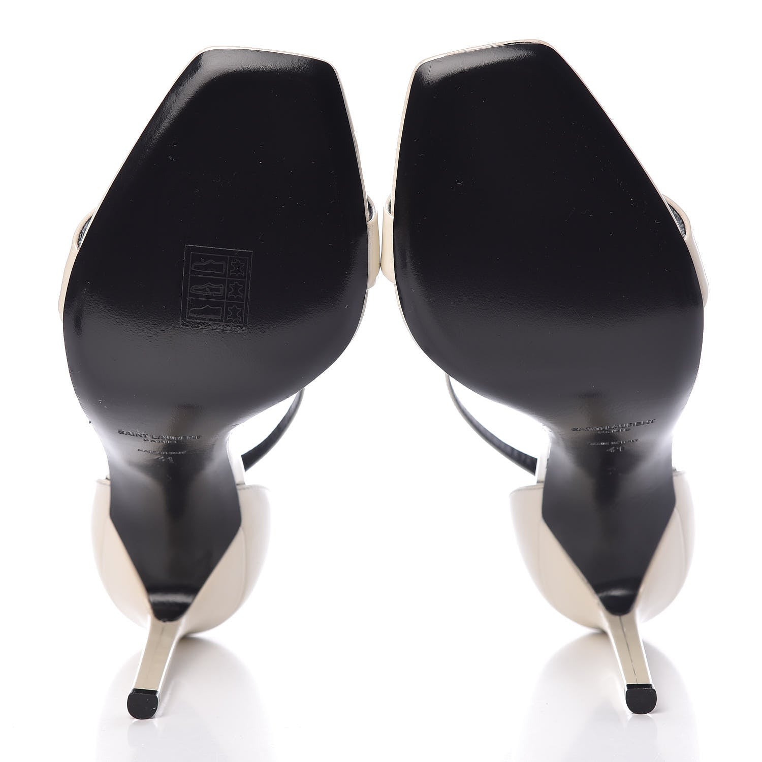 Saint Laurent Patent Calfskin Amber 105 Ankle Strap Sandals 41 White 5 of 8