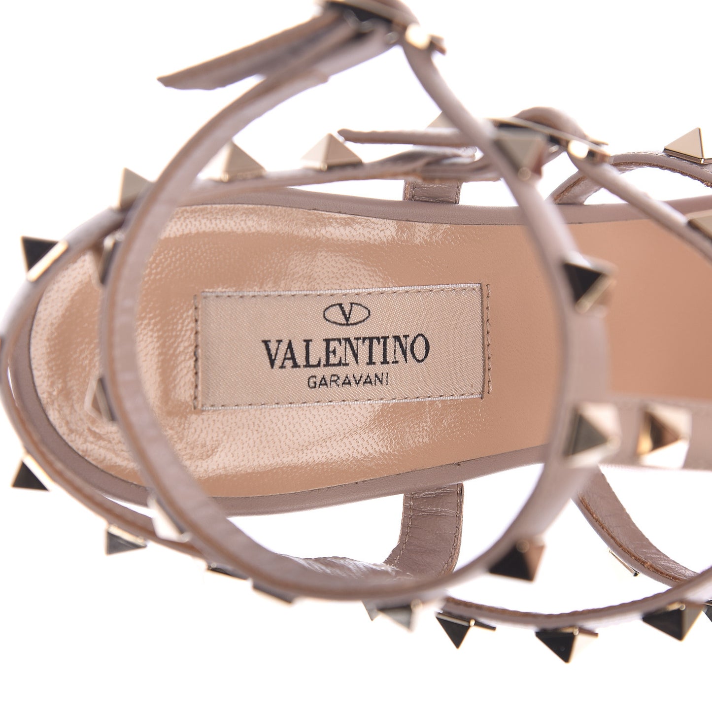 Calfskin Mesh Rockstud Gladiator 105mm Sandals 39 Poudre