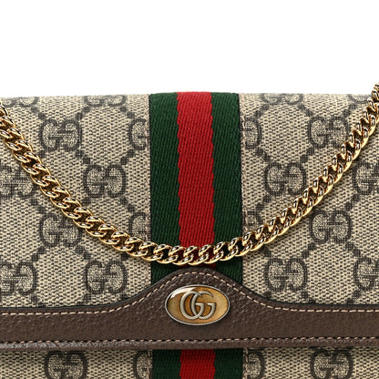 Gucci GG Supreme Monogram Web Ophidia Wallet On Chain Brown 8 of 11