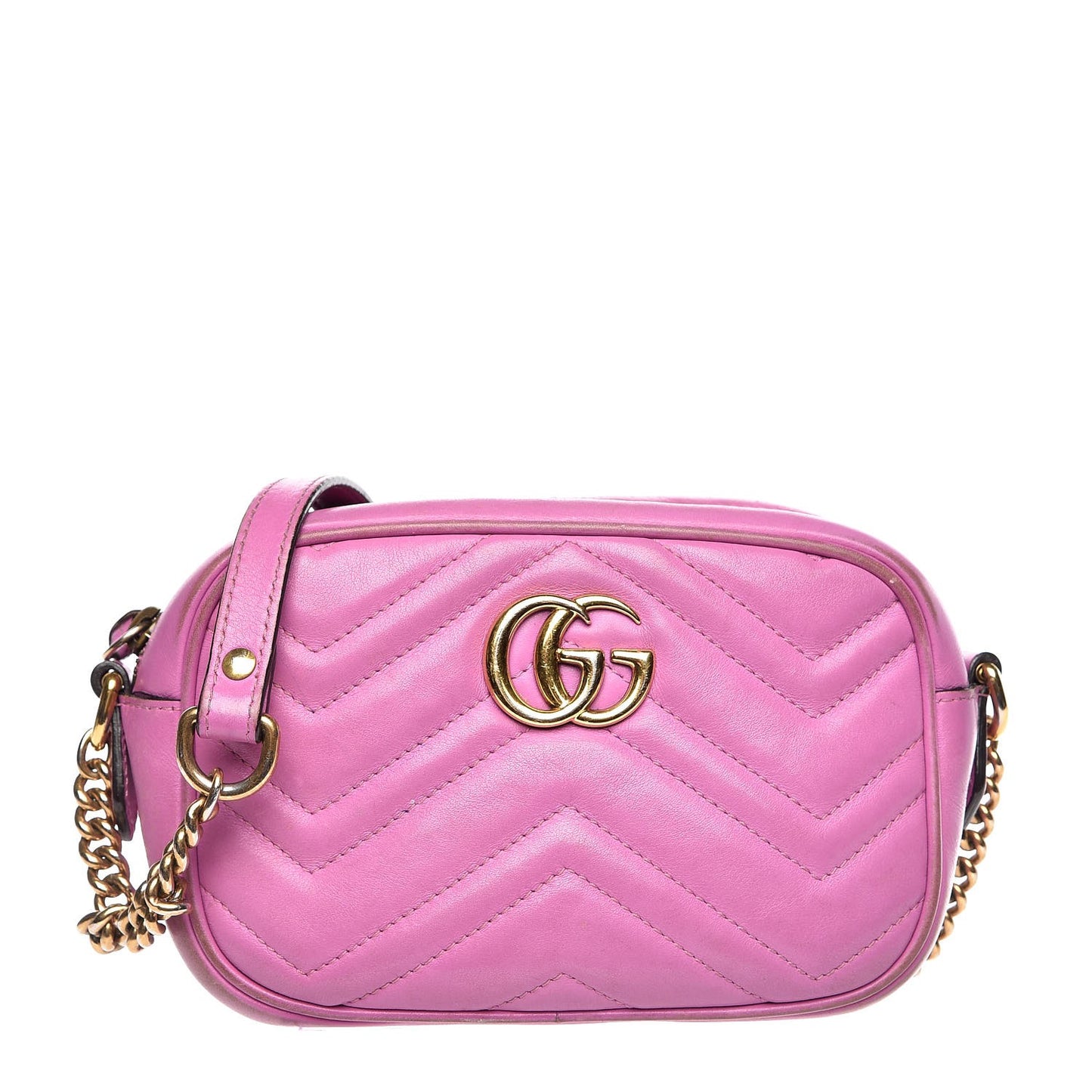 Calfskin Matelasse Mini GG Marmont Chain Shoulder Bag Candy Mousse