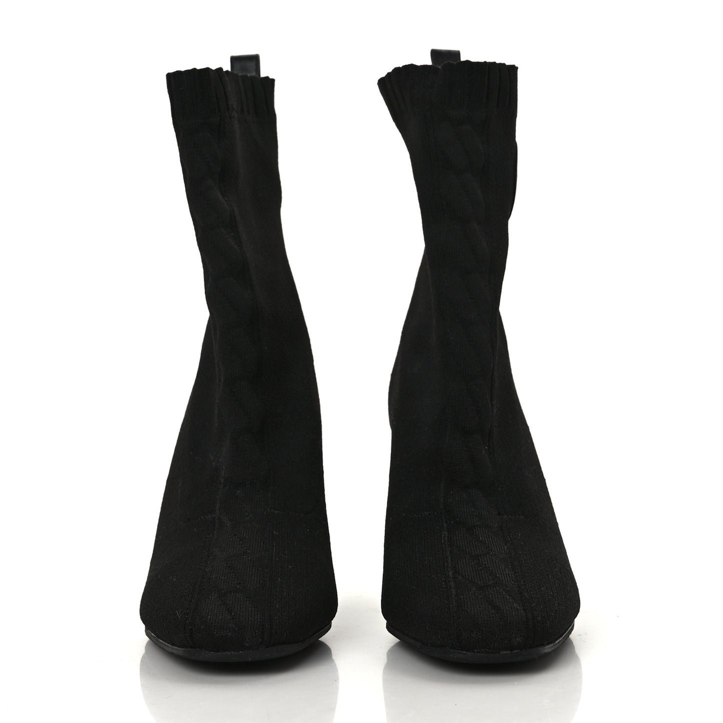 Knit Calfskin Volver 90 Ankle Boots 37 Black