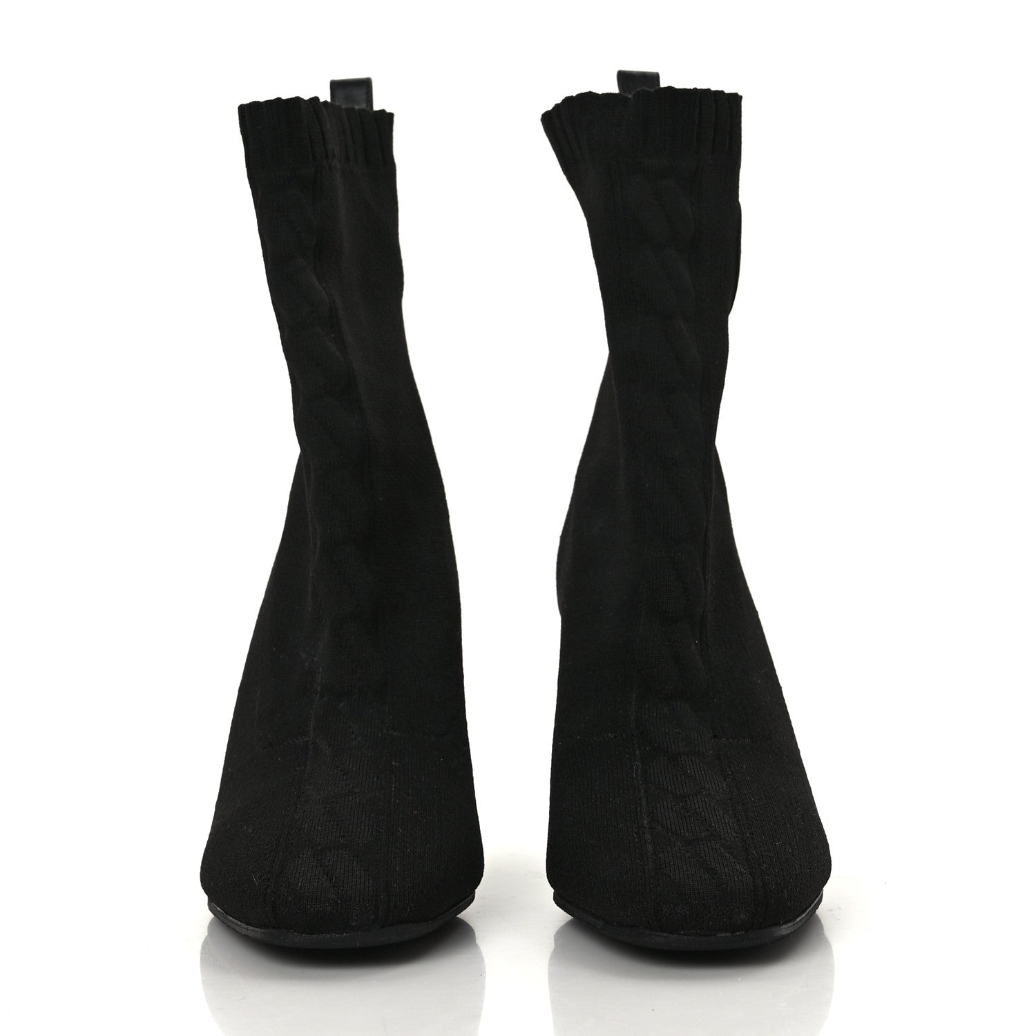 Hermes Knit Calfskin Volver 90 Ankle Boots 37 Black 2 of 7
