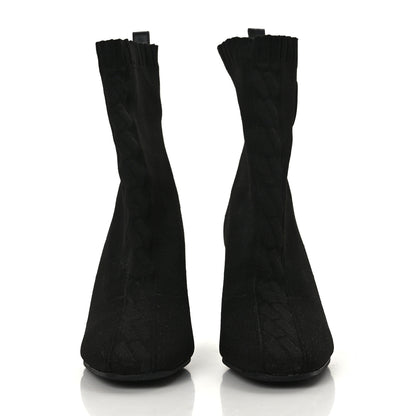 Hermes Knit Calfskin Volver 90 Ankle Boots 37 Black 2 of 7