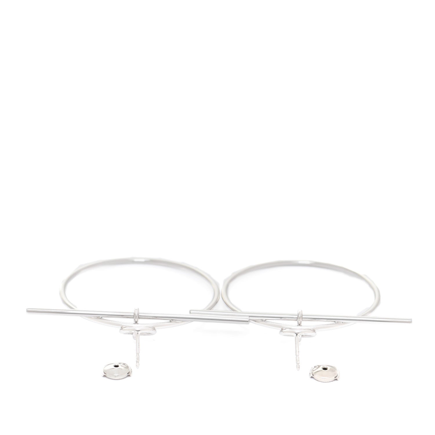 Hermes Sterling Silver MM Loop Earrings 4 of 7