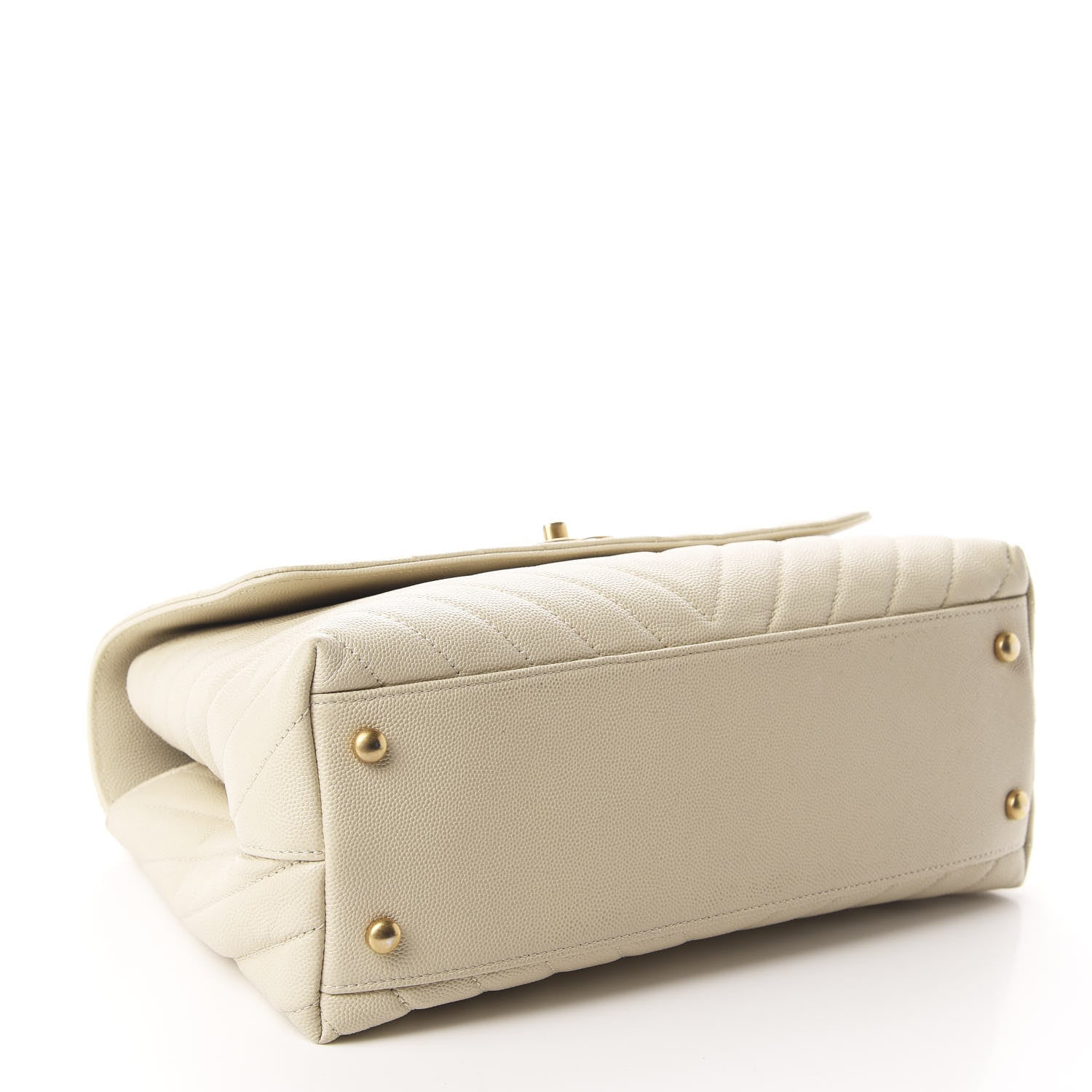 Chanel Caviar Chevron Quilted Small Coco Handle Flap Light Beige 4 of 10