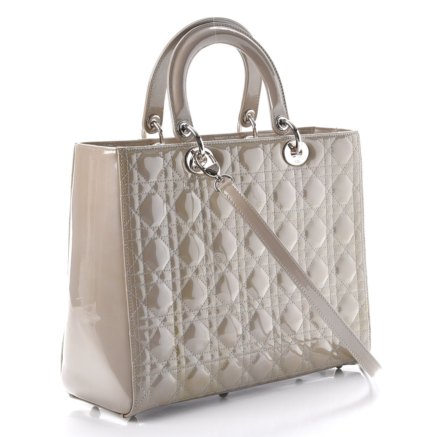 Patent Cannage Large Lady Dior Grey