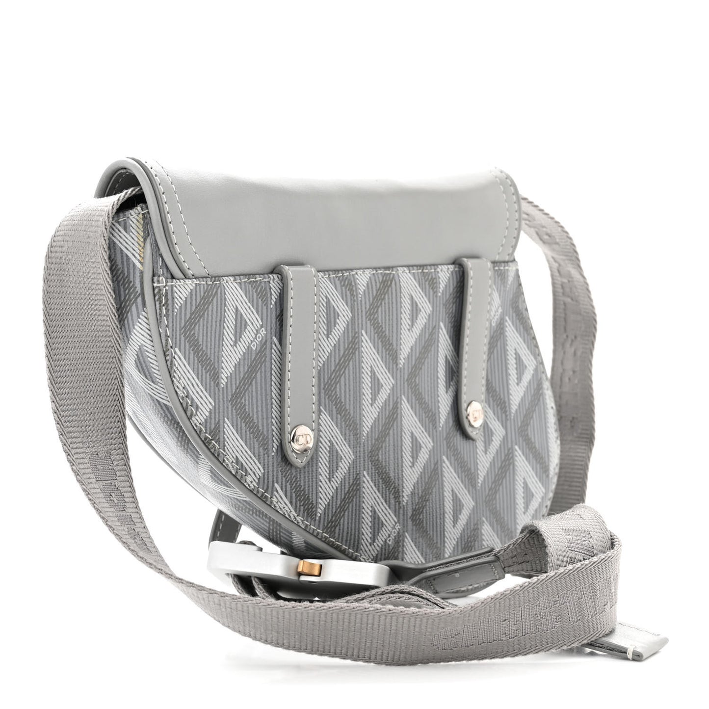 CHRISTIAN DIOR Coated Canvas CD Diamond Mens Mini Saddle Bag Grey