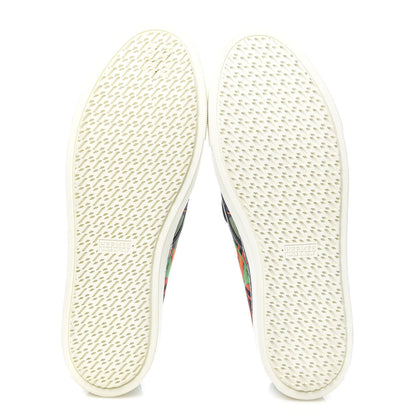 Hermes Cotton Canvas Tropical Modernisme Slip On Sneakers 40 Black Multicolor 5 of 8