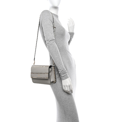 Valentino Garavani Pebbled Calfskin Rockstud Side Slip Crossbody Pastel Grey 2 of 12
