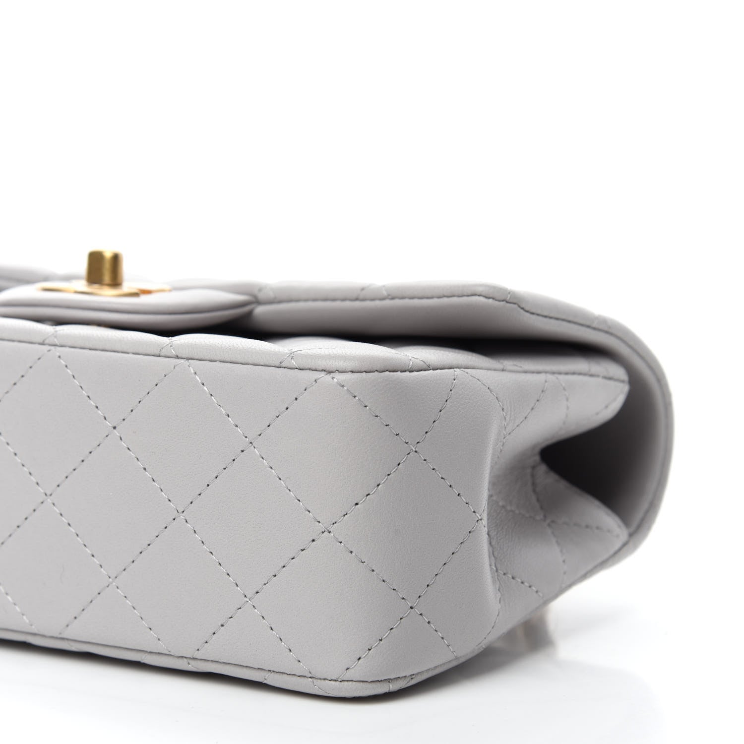 Chanel Lambskin Quilted Mini Top Handle Rectangular Flap Grey 10 of 11