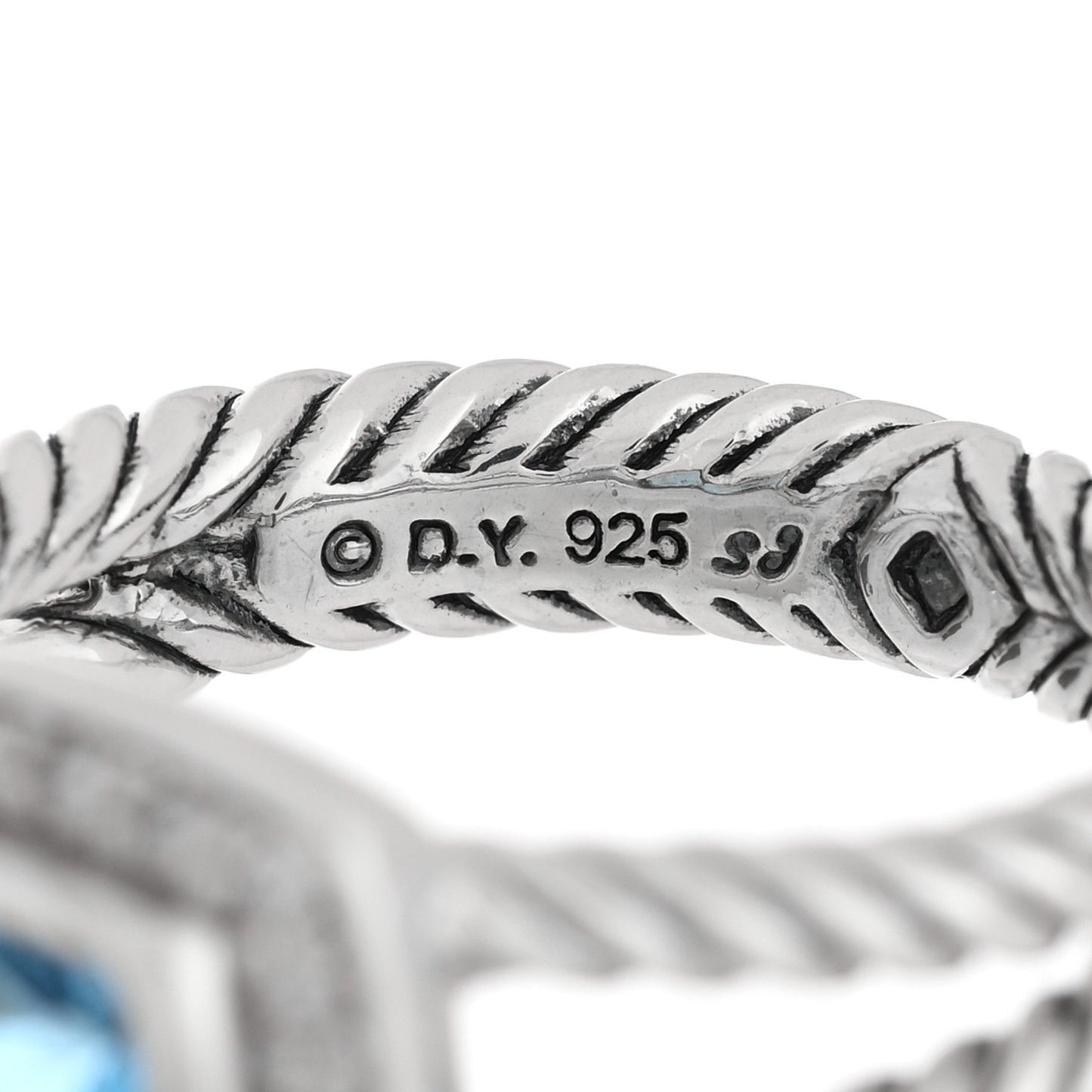 Sterling Silver Diamond Blue Topaz 7mm Petite Albion Ring 52 6
