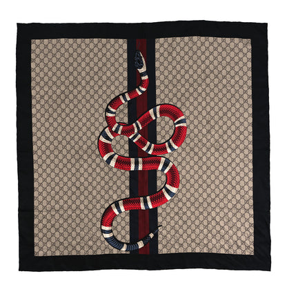 Gucci Silk Monogram Kingsnake Square Scarf Black Multicolor 1 of 3