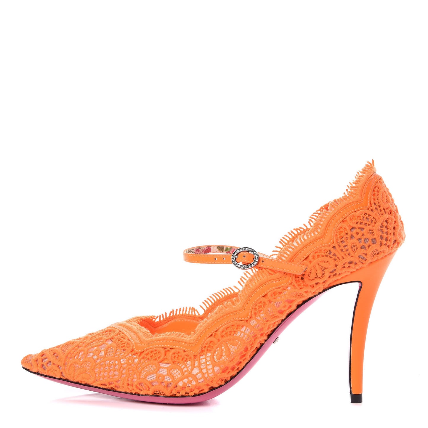 Lace Pizzo Venice Pumps 39.5 Orange Fluo Mystic White