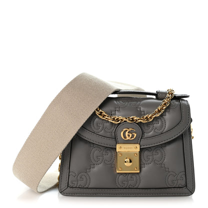 Gucci Calfskin GG Matelasse Mini Top Handle Shoulder Bag Grey 1 of 13